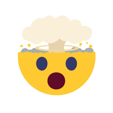 Exploding Head mind blown face emoji symbol sign icon vector illustration isolated flat funny mushroom cloud disbelief no way shock amazement