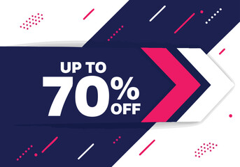 Bold up to seventy percent off graphic design announcement with abstract elements and vibrant color palette for promotional content