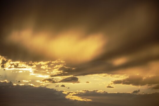 Clouds in the evening during the rainy season. Kalahari Desert, Kgalagadi Transfrontier Park, South Africa