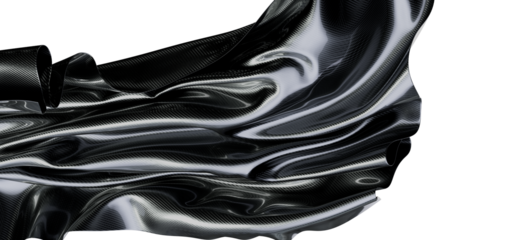 Black and white fabric texture floating in the air. Artistic illustration of fabric for backgrounds and textures. Abstra