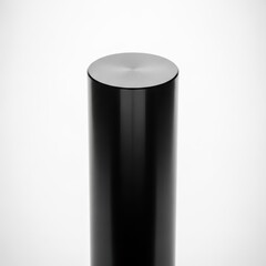 Obraz premium A sharp contrast image showing a sturdy black metal cylindrical bar isolated against a bright pure white backdrop, graphic, cylinder, steel