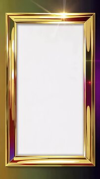 Golden Frame On Colorful Background With Glow.