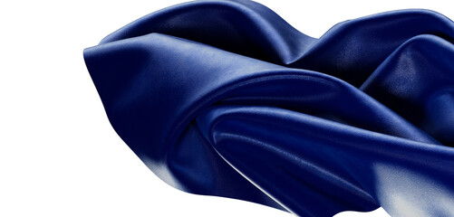 Elegant abstract background featuring a rich blue fabric flowing with soft folds and textured surface. Perfect for desig