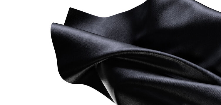Close-up of luxurious black fabric with beautiful folds and texture. Captures the play of light creating shadows and dep