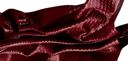 Elegant burgundy fabric with glossy texture, floating, creating folds and ripples. Suitable for fashion, design projects
