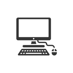Fototapeta premium Black Desktop Computer Monitor, Keyboard, and Mouse Icon Vector