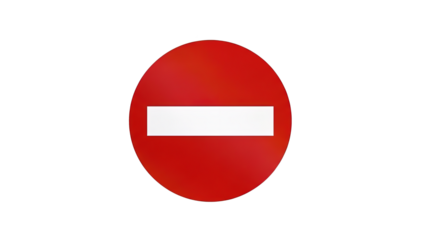 Red circle with white horizontal line indicating no entry or prohibition