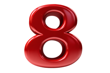 Shiny Red Number Eight