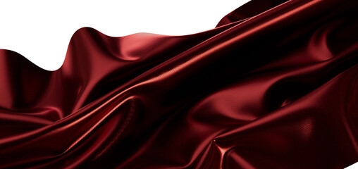 Luxurious, flowing red satin fabric with beautiful folds and highlights, perfect for textures and ba