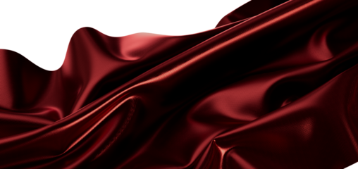 Luxurious, flowing red satin fabric with beautiful folds and highlights, perfect for textures and ba