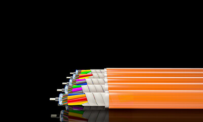 Fiber optic cable 3d black background