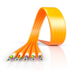 Orange fiber optic cable 3d