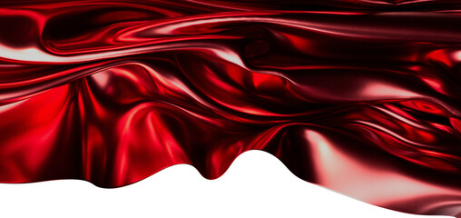 Abstract, flowing red satin material with a shiny, luxurious look. Ideal for beauty, fashion, and d