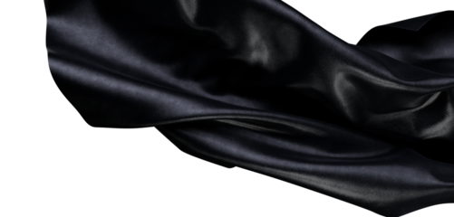 Abstract image of smooth black satin textile in motion. Perfect for backgrounds, luxury designs, and fashion concepts.