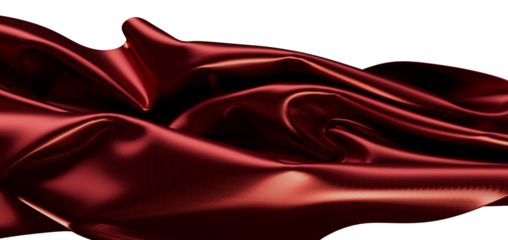 Luxurious burgundy satin cloth gracefully draped, ideal for fashion, design, and textile concepts. P