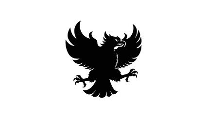 Obraz premium Majestic Black Eagle Silhouette with Spread Wings.