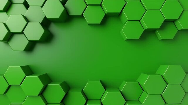 Vivid Green Hexagons on Green Plain Background Minimalist Geometry