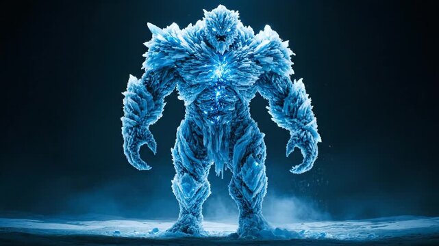 Animated Ice Golem Construct Animation Sequence in Winter Environment Motion Study