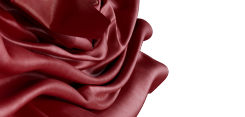 Luxurious abstract background with burgundy silk cloth. Artistic composition of folds, drapery. Decorative design for fa