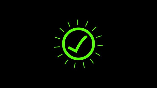 Text payment successful sign animation in the background. Approved sign, tick icon concept.