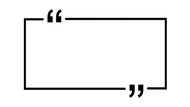 Square quote box icon animation. Rectangular quote mark graphic animation. Rectangular box with quote mark animation. Rectangular doodle frame with quote.