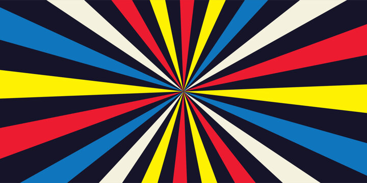 Radial speed lines background for comic books. Color rays of explosion. Speed motion in hyperspace tunnel. Abstract comic wallpaper for media advertising.