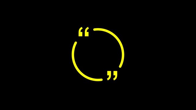 Rounded quote box icon animation. Graphic animation of rectangular quotation marks. Quote frame blank template set on a transparent background.
