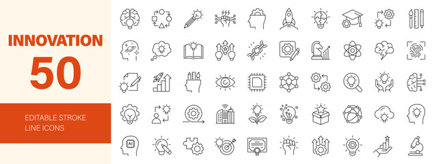 Innovation icon set. Editable line icons. Vector illustration. © Dear Lala