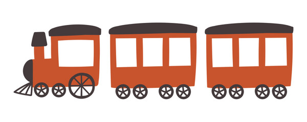 Illustration material of a red retro train that can be used for children