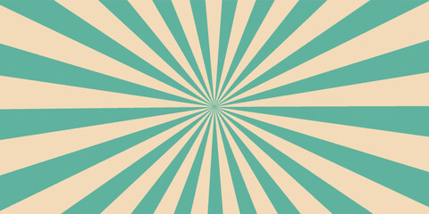 Retro background with rays or stripes in the center. Sunburst or sun burst retro background. turquoise colors. Vector illustration © Alfin