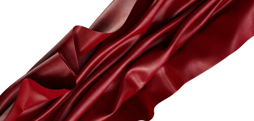 Elegant red fabric with detailed texture, perfect for backgrounds, designs, and artistic projects. The smooth drapes and