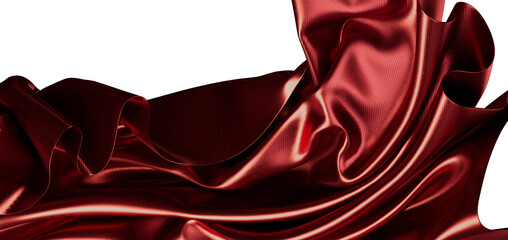 Luxurious burgundy silk fabric flowing with soft folds and highlights, perfect for backgrounds and t
