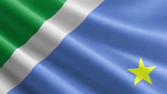 Mato Grosso do Sul state of Brazil Waving Flag Animation with Realistic Silk Texture Loop