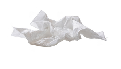 Detailed shot of a used tissue with clear l mucus on a clean bathroom counter highlighting common cold symptoms in a home environment.