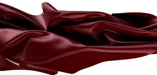 Close up of smooth maroon fabric with light reflections and folds. Perfect for luxury or romantic themed designs.