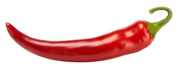 A vibrant red chili pepper on a clean white background