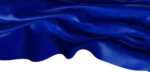 Close-up of elegant blue fabric with soft texture and gentle folds, ideal for creative backgrounds and design projects.