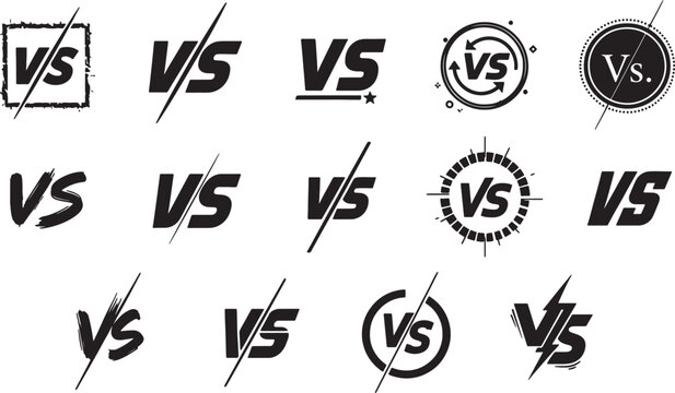 Collection of versatile versus signs in various modern designs