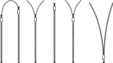 Set of silver metal zippers isolated on transparent background © GraphicGrove