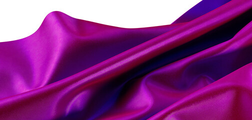 Close-up of luxurious purple satin fabric, showing folds and texture. Perfect for backgrounds and textile designs. Evoke