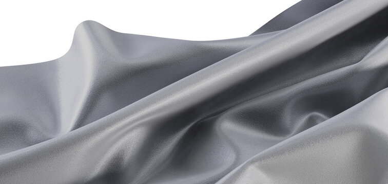 Close-up of elegant silver fabric with detailed texture, revealing graceful folds and light reflections. Perfect for fas