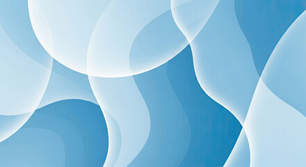 Abstract blue and white wavy shapes background with soft gradients transparent background