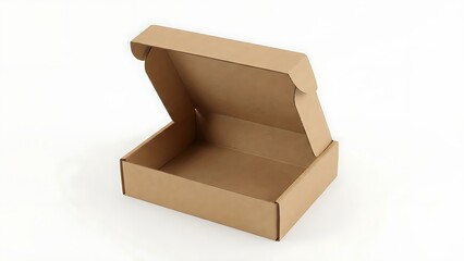Open Cardboard Shipping Box on White Background Keywords: box, cardboard, shipping, delivery