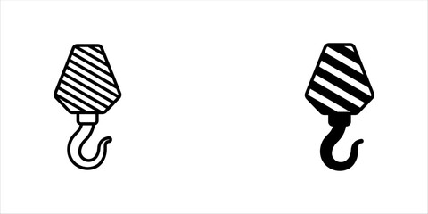 Crane hook icon set linear logo mark in black and white vector illustration on white background, eps10