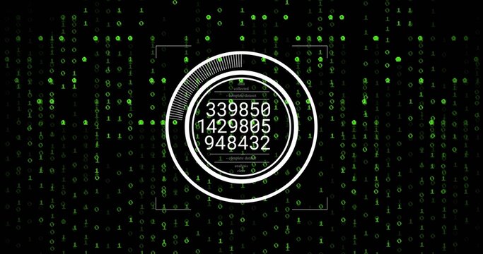 Displaying central HUD showing three stacked counters in console with corner brackets, binary code - Powered by Adobe