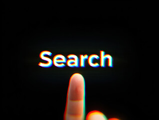 Search digital literacy intelligence future innovation concept with finger pointing on screen for technology and innovation