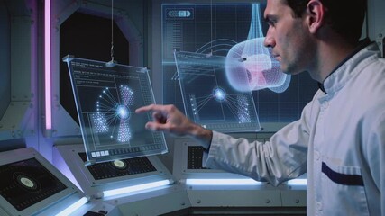 Scientist investigates advanced holographic brain simulation - Powered by Adobe