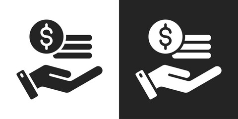 Cost Icon In Black And White Glyph Style