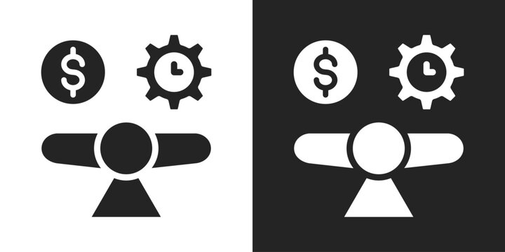 Break Even Icon In Black And White Glyph Style