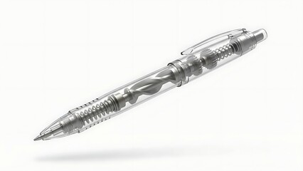 Transparent pen showing internal gears and springs mechanism